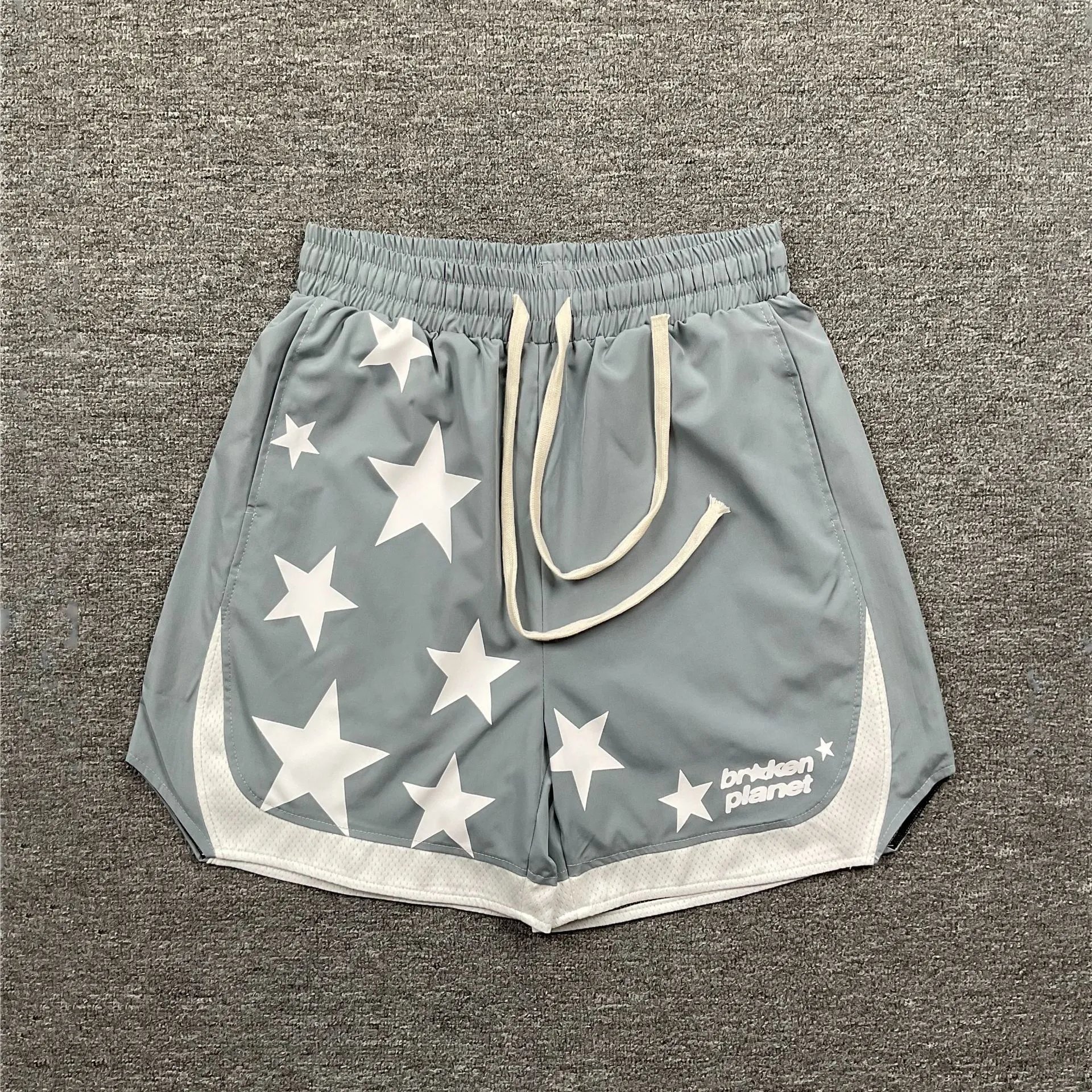 Broken Planet Shorts Graphic Panel Drawstring — 8380 gray