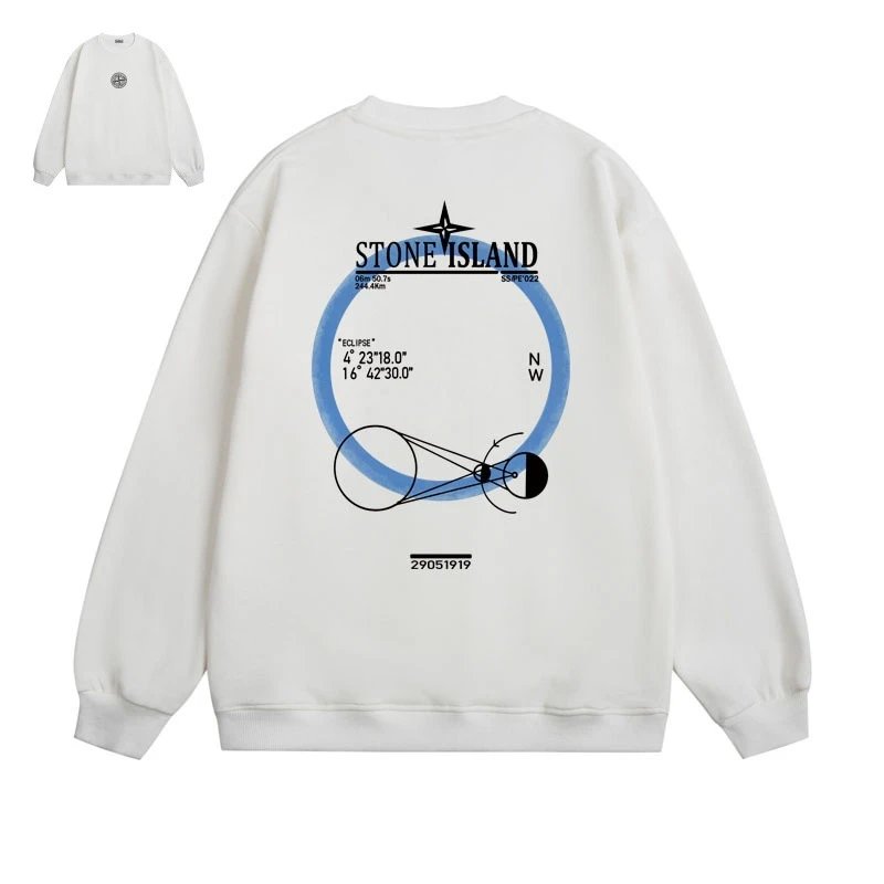 Stone Island Hoodies & Sweatshirts Graphic Crewneck Sweatshirt — 609 White (fleece-lined))