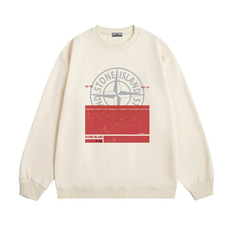 Stone Island Hoodies & Sweatshirts Graphic Crewneck Sweatshirt — 606 Apricot (fleece-lined))