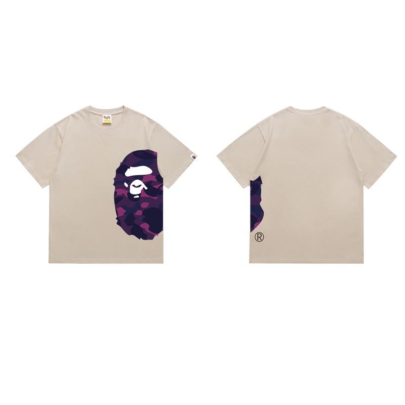 BAPE T-Shirts Side Ape Head Camouflage Print — 1325 Apricot color