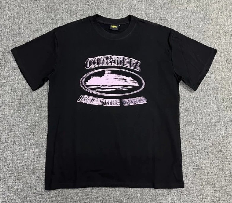 Corteiz T-Shirts Short-Sleeve Graphic Print — 3121 Black Powder