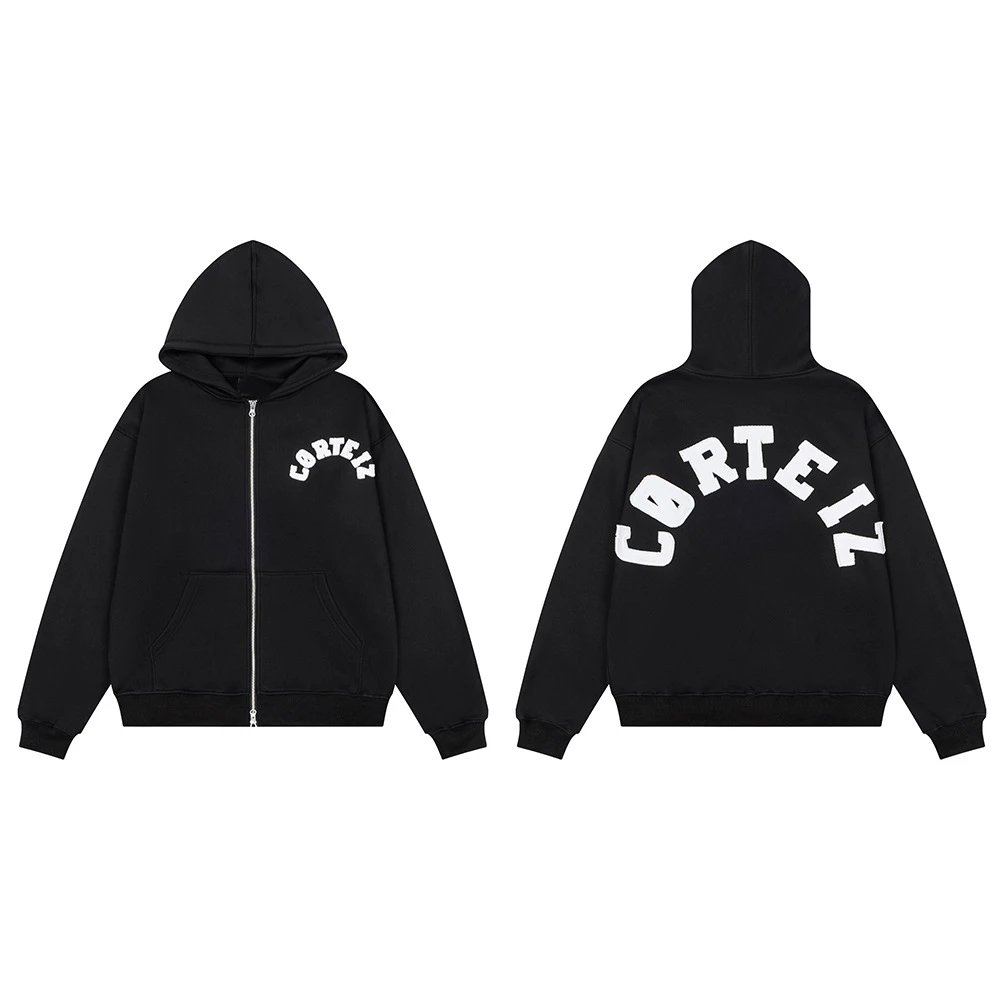 Corteiz Hoodies & Sweatshirts Logo-print hooded sweatshirt — 535 black