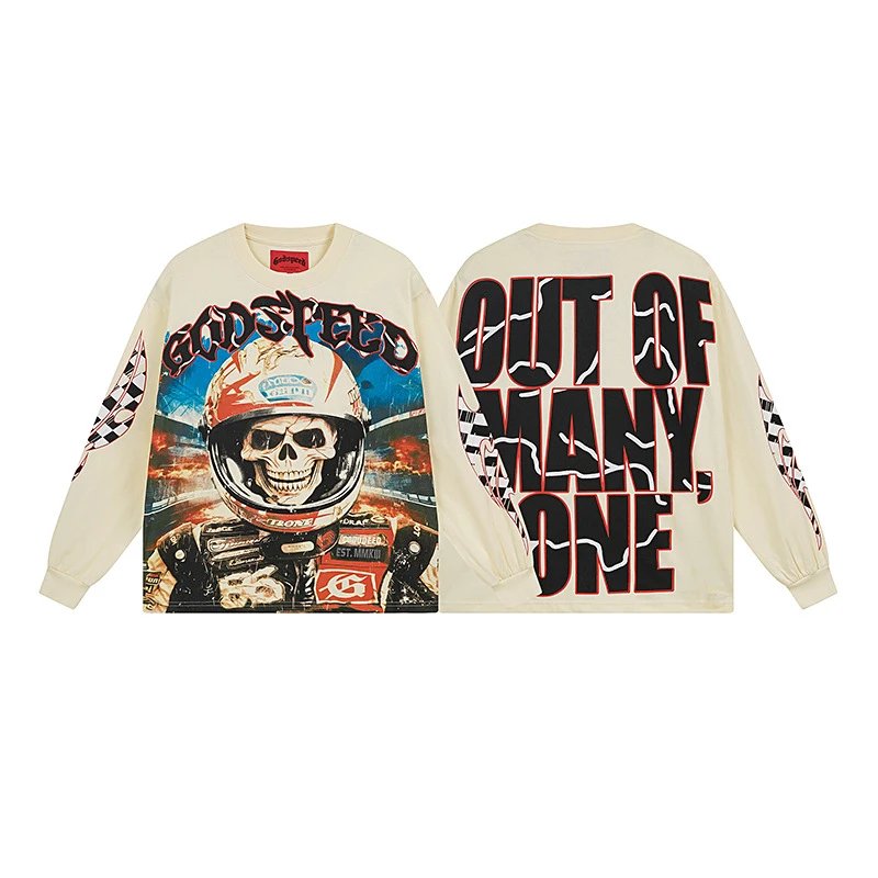 Godspeed Shirts Graphic long-sleeve crewneck shirt — D 3102 Apricot color