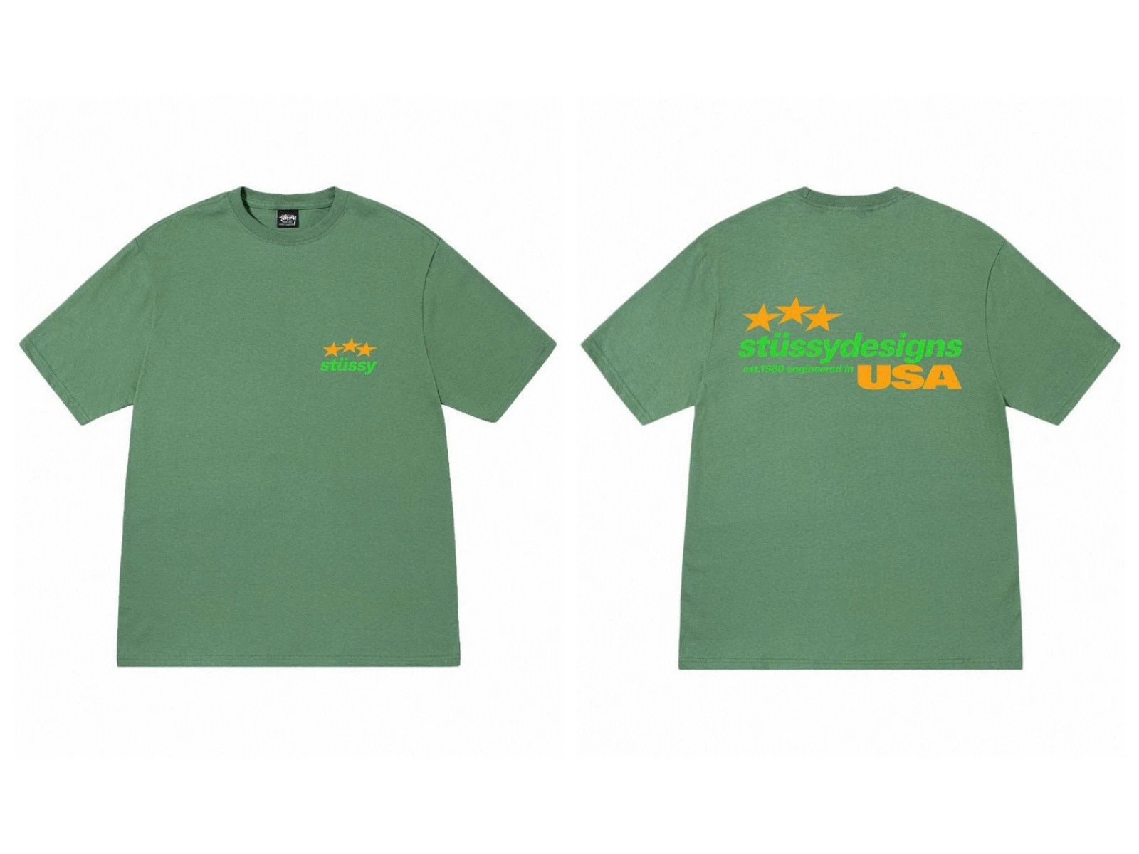 Stüssy T-Shirts Short-Sleeve Graphic Print — 991 green