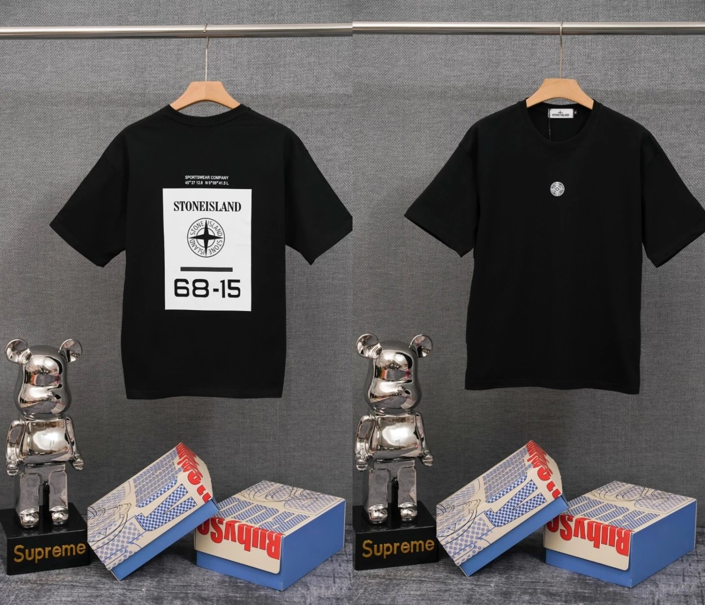 Stone Island T-Shirts Compass Graphic Short-Sleeve T-Shirt — SD 18 Black