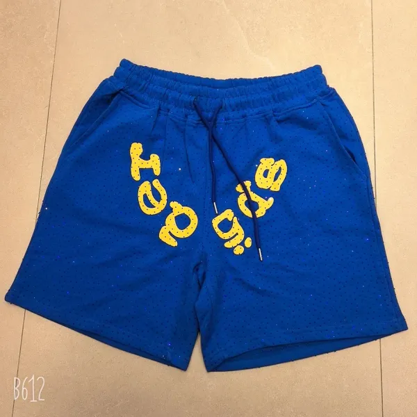 Design Mesh Shorts with Yellow Graphic Print Blue - 1