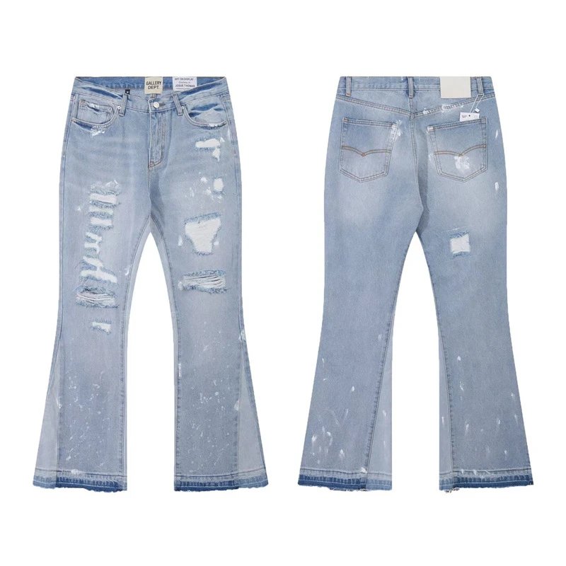 Unbranded Jeans Wide-leg distressed patchwork — 647 blue