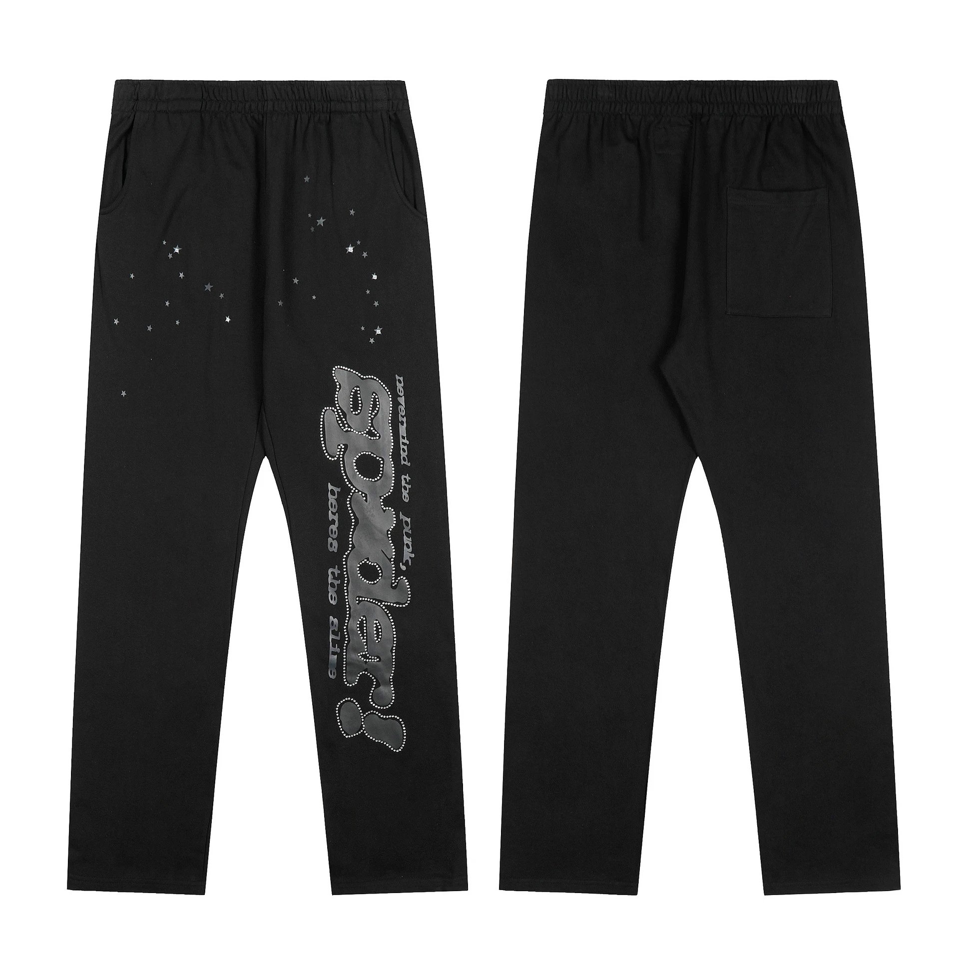 Sp5der Graphic Print Hoodie — 7786 Black pants