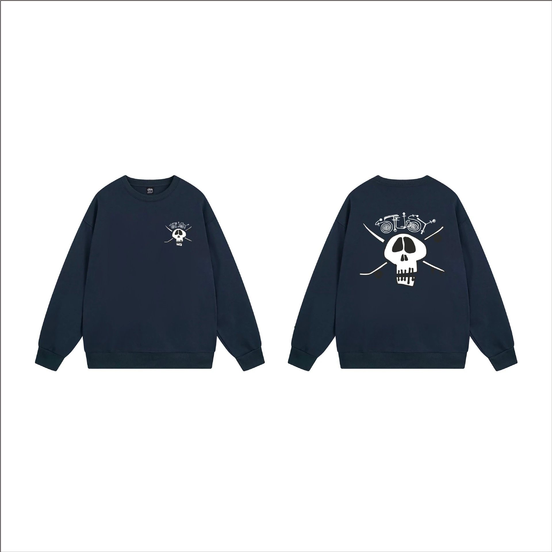 Stüssy Hoodies & Sweatshirts Crewneck Graphic Sweatshirt — 105 Navy