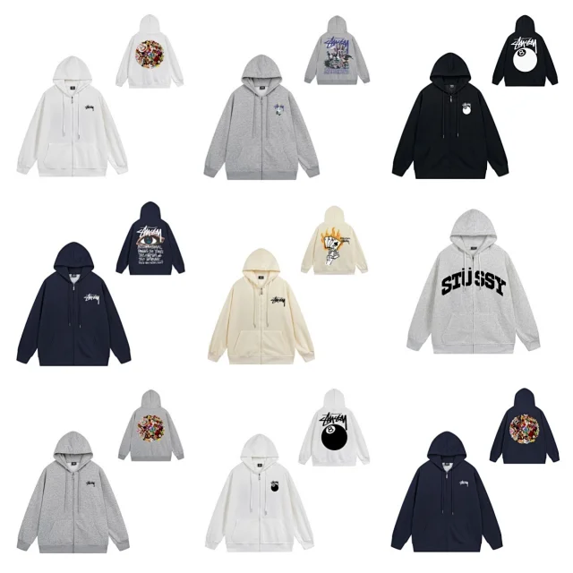 Stüssy Hoodies & Sweatshirts Zip-Up Hooded Sweatshirt with Graphic Prints product detail image 4