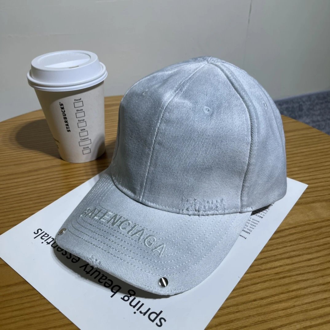 Balenciaga Hats Distressed Embroidered Baseball Cap — 14-2