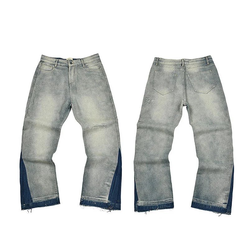 Unbranded Jeans Wide-leg distressed patchwork — 4152 blue