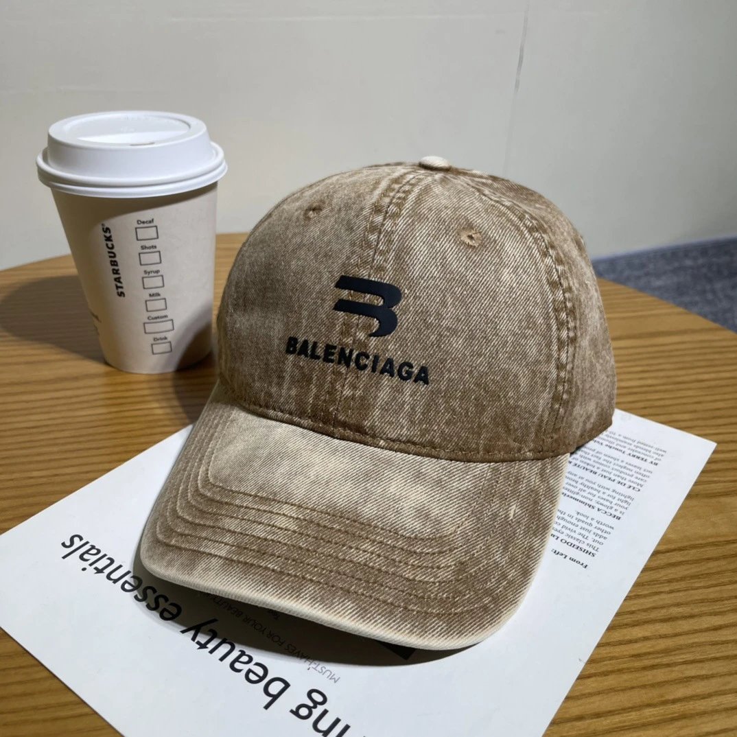 Balenciaga Hats Distressed Embroidered Baseball Cap — 17-1
