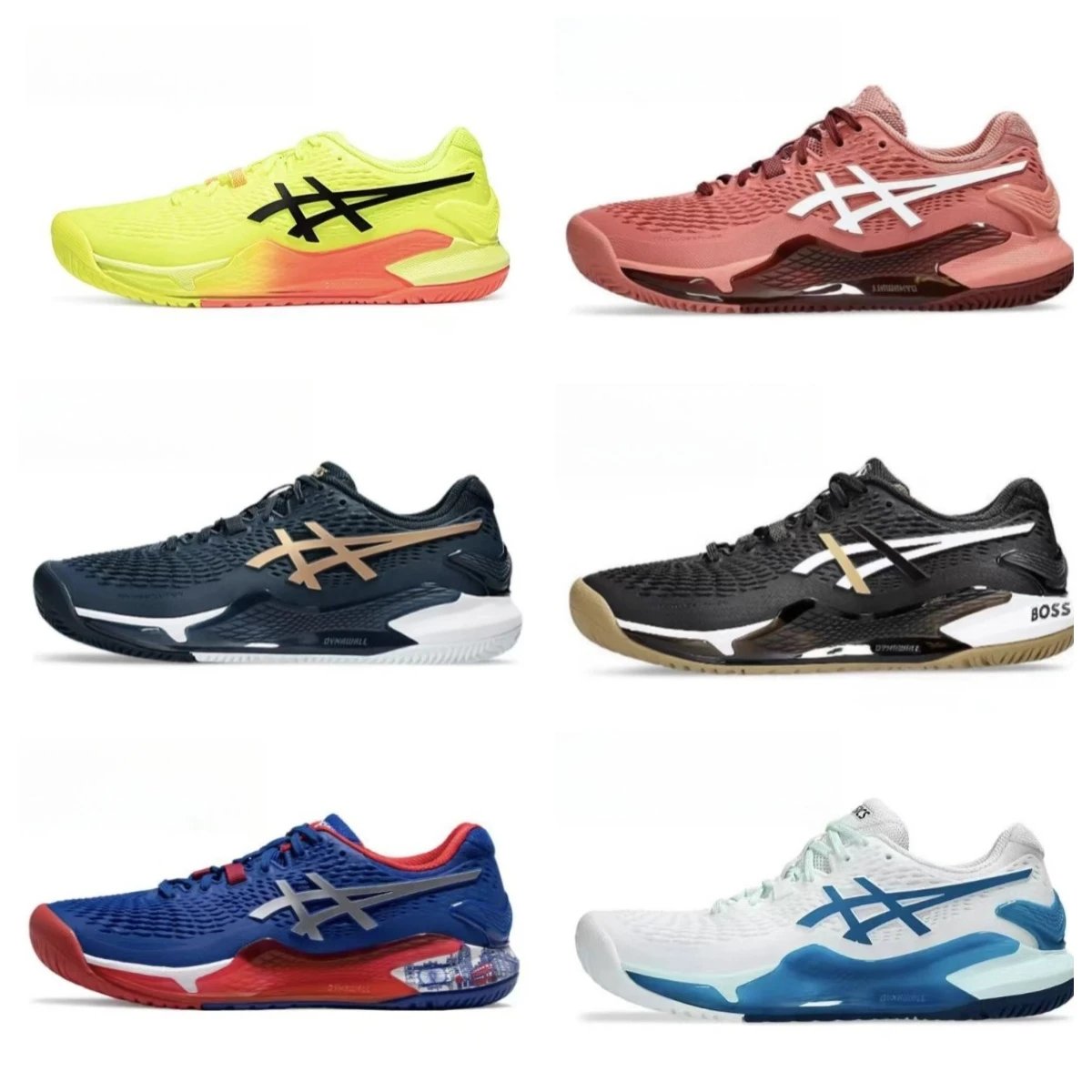 Asics Gel-Resolution 9 White / Navy / Lime Green Tennis Shoes Running Shoes - 2
