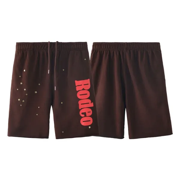 Design Rodeo Star-Print Brown Sweat Shorts - 1