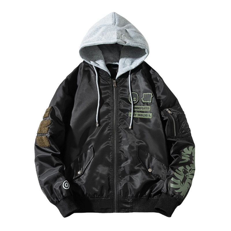 A Bathing Ape Hooded Bomber Jacket Black Outerwear
