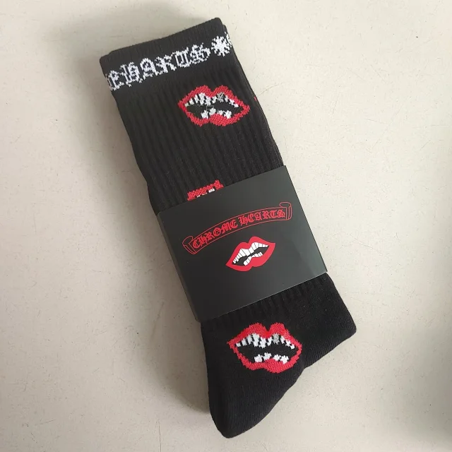 Chrome Hearts Socks Ribbed Crew with Gothic Lettering and Cross Motifs product detail image 9