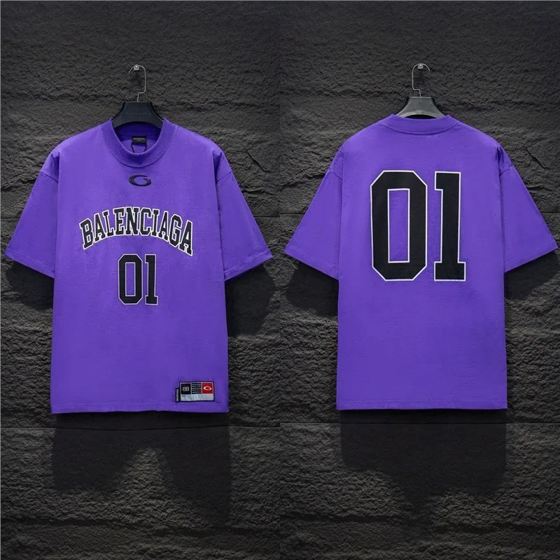 Balenciaga T-Shirts Logo Graphic Oversized Short-Sleeve T-Shirt — 5156 purple