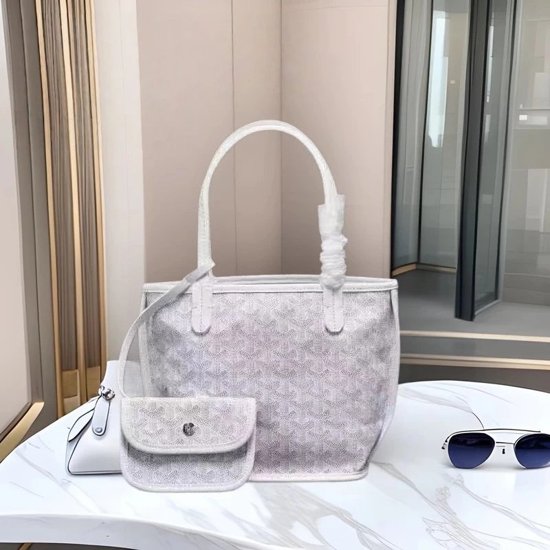 Goyard Backpacks Chevron-pattern flap backpack with top handle — handbag white 20*20*12 CM