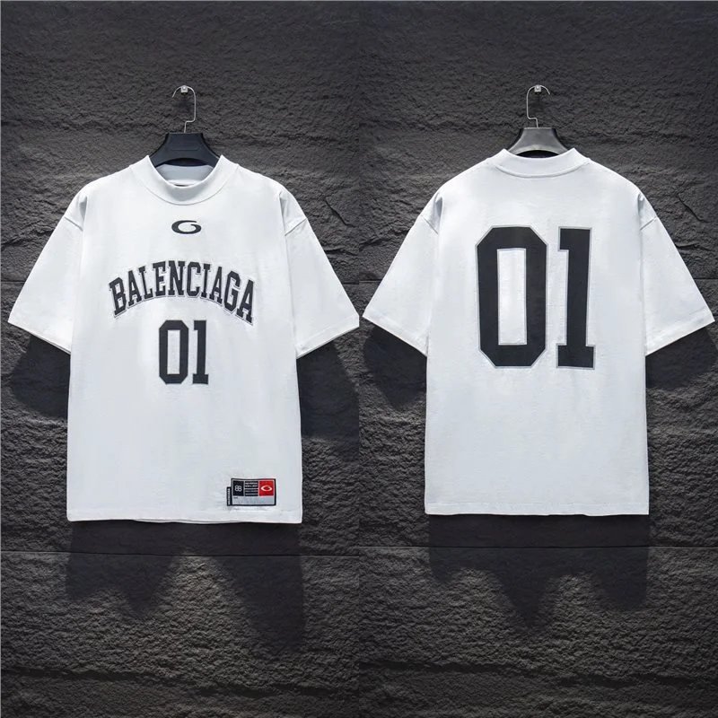 Balenciaga T-Shirts Logo Graphic Oversized Short-Sleeve T-Shirt — 5156 white