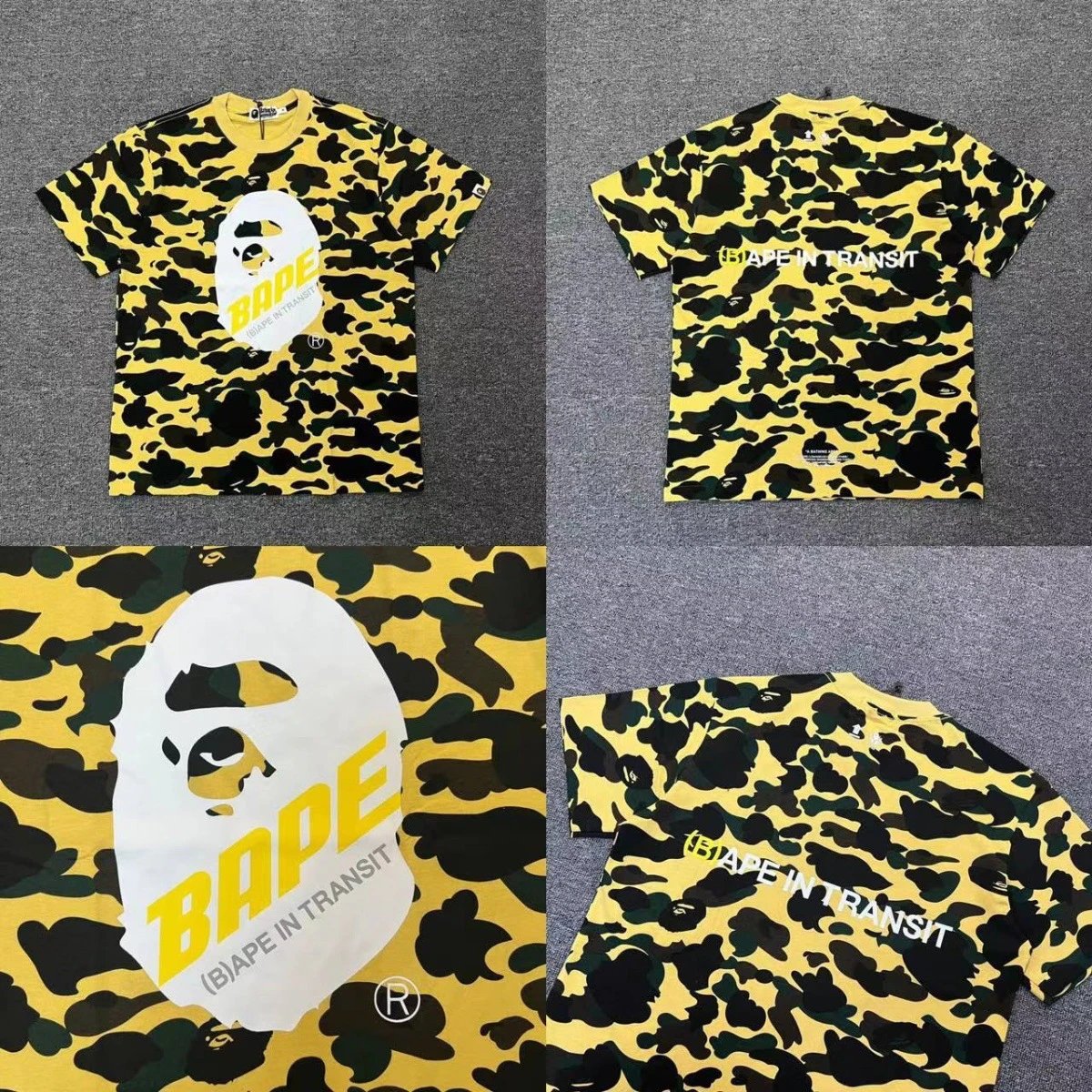 A Bathing Ape T-Shirts Apes Together Strong Graphic Short-Sleeve T-Shirt — 07 Fluorescent yellow