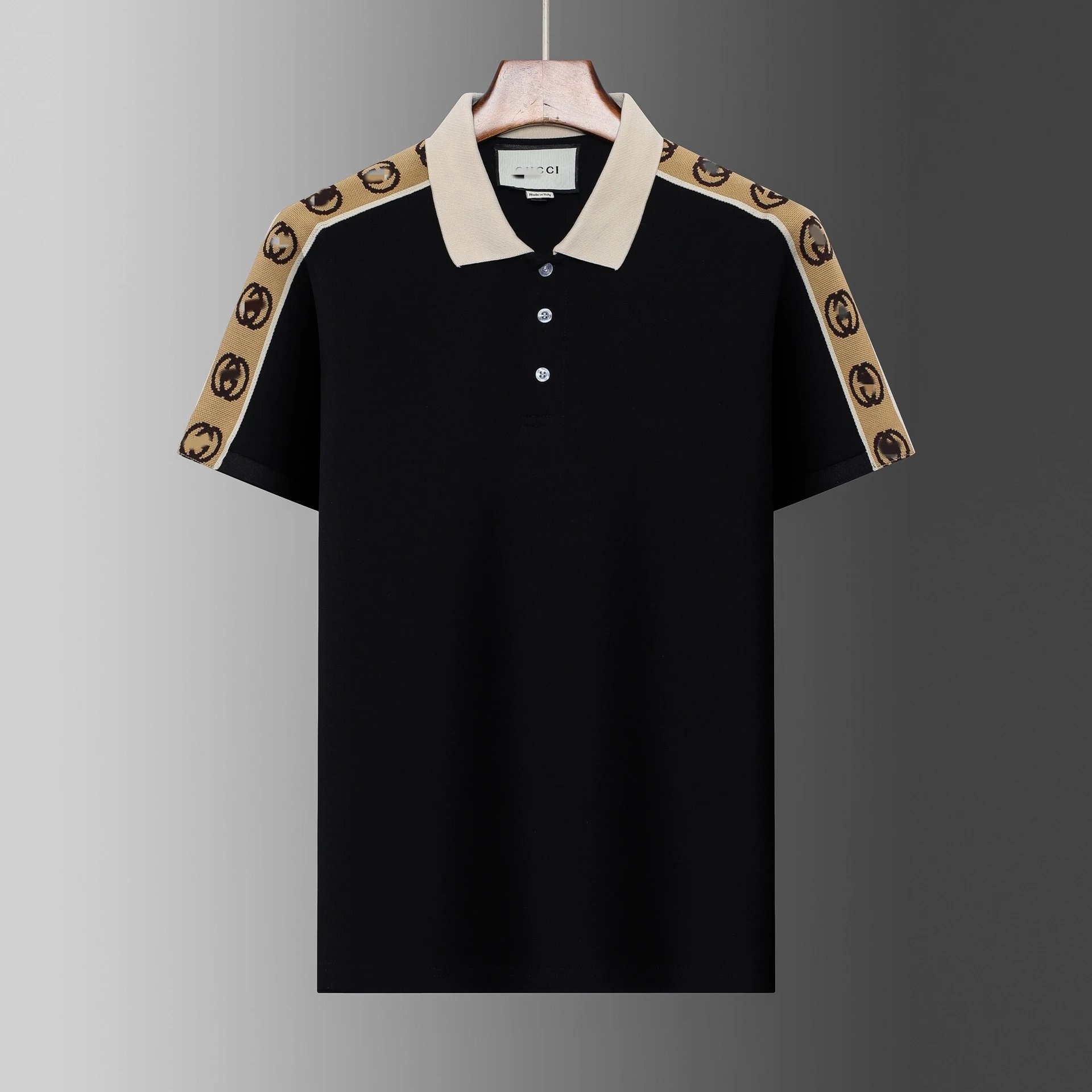 Gucci T-Shirts Short-Sleeve Polo Shirt with Contrast Striped Collar — 13