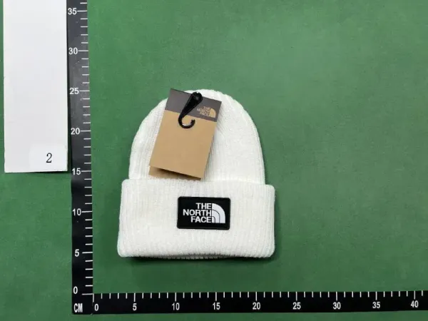 The North Face Logo Beanie Beige Knit Hat - 7