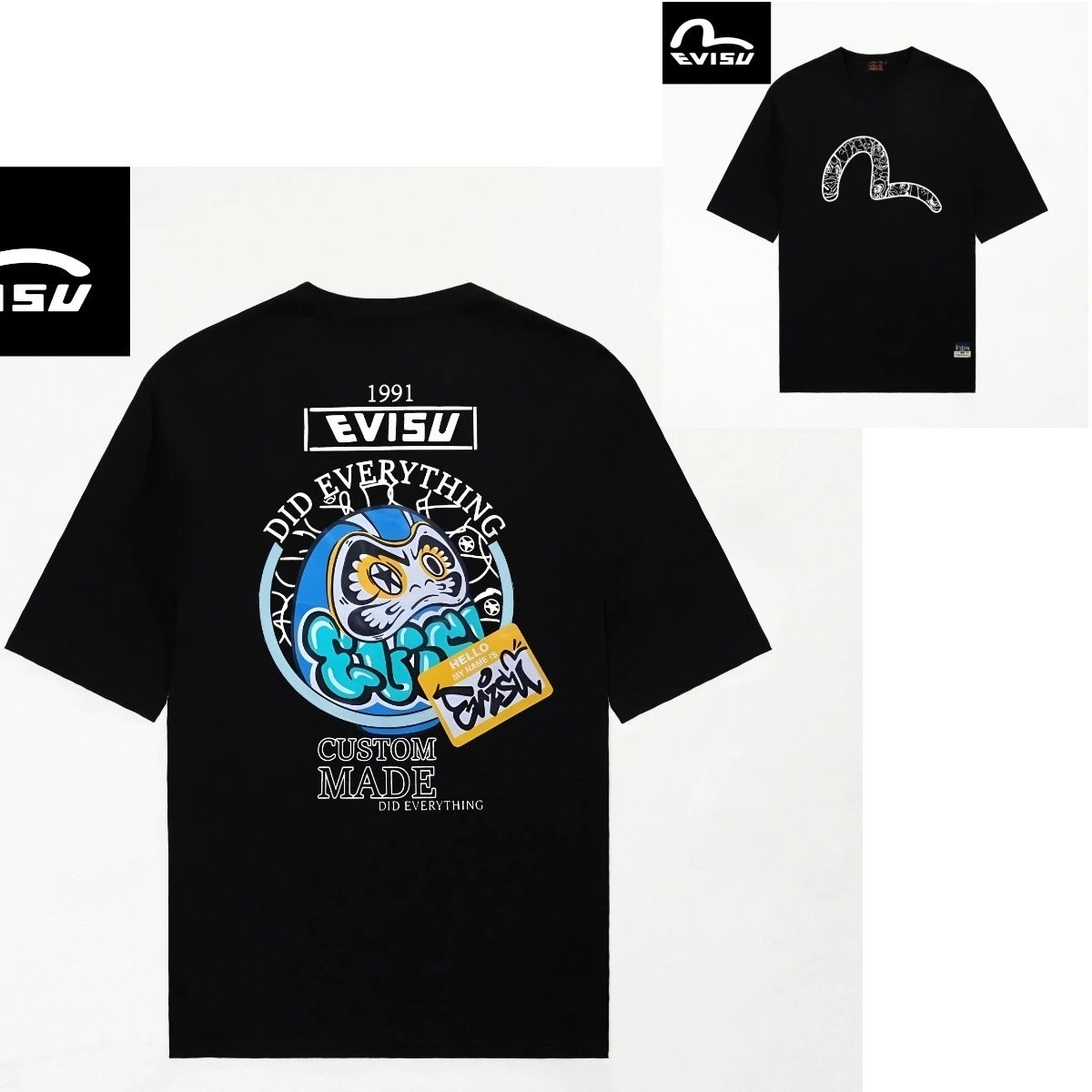Evisu T-Shirts Short-Sleeve Graphic T-Shirt — 2088 Black