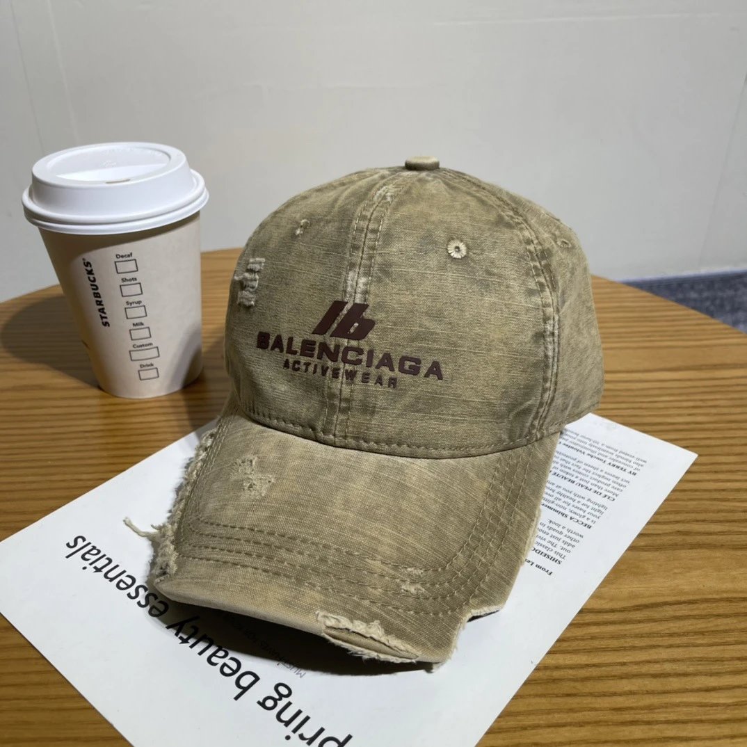 Balenciaga Hats Distressed Embroidered Baseball Cap — 12-2