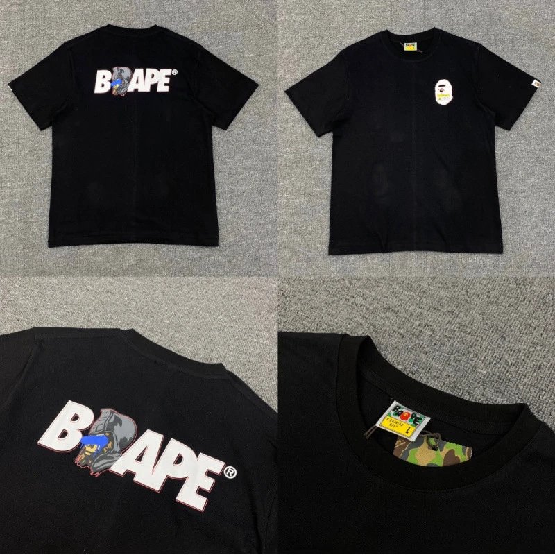 A Bathing Ape T-Shirts Short-Sleeve Head Graphic T-Shirt — 224 Black