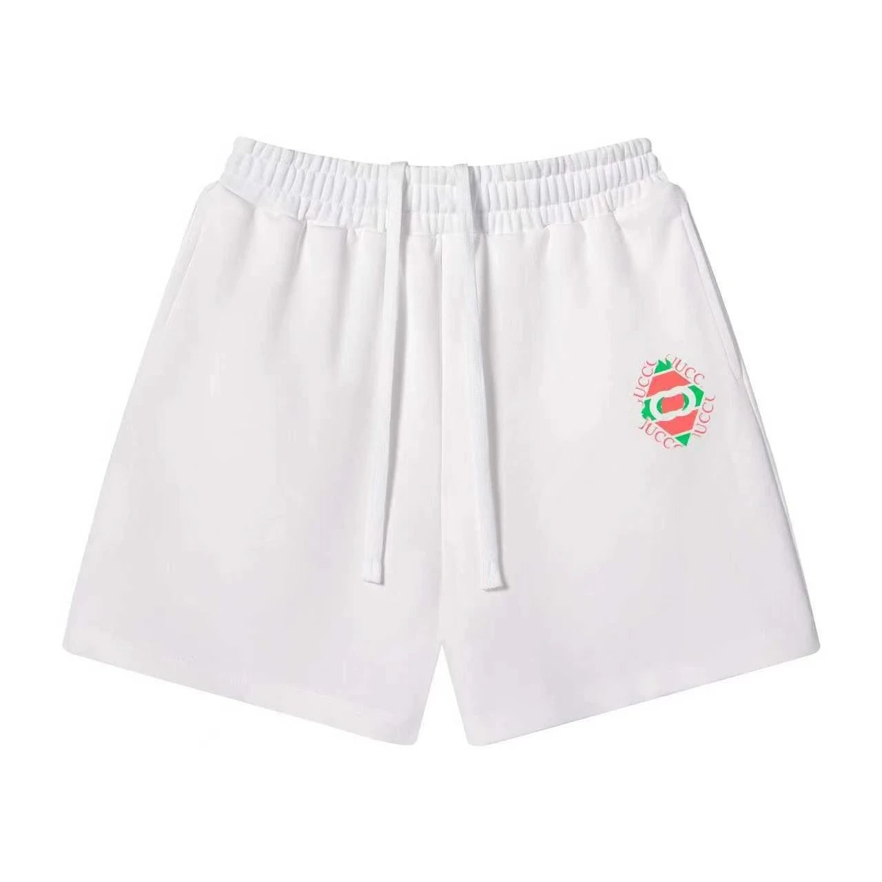 Unbranded Shorts Elastic-waist drawstring with graphic logo print — 33 white