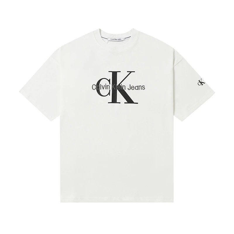 Calvin Klein T-Shirts Logo-print crew-neck short-sleeve — 510 white