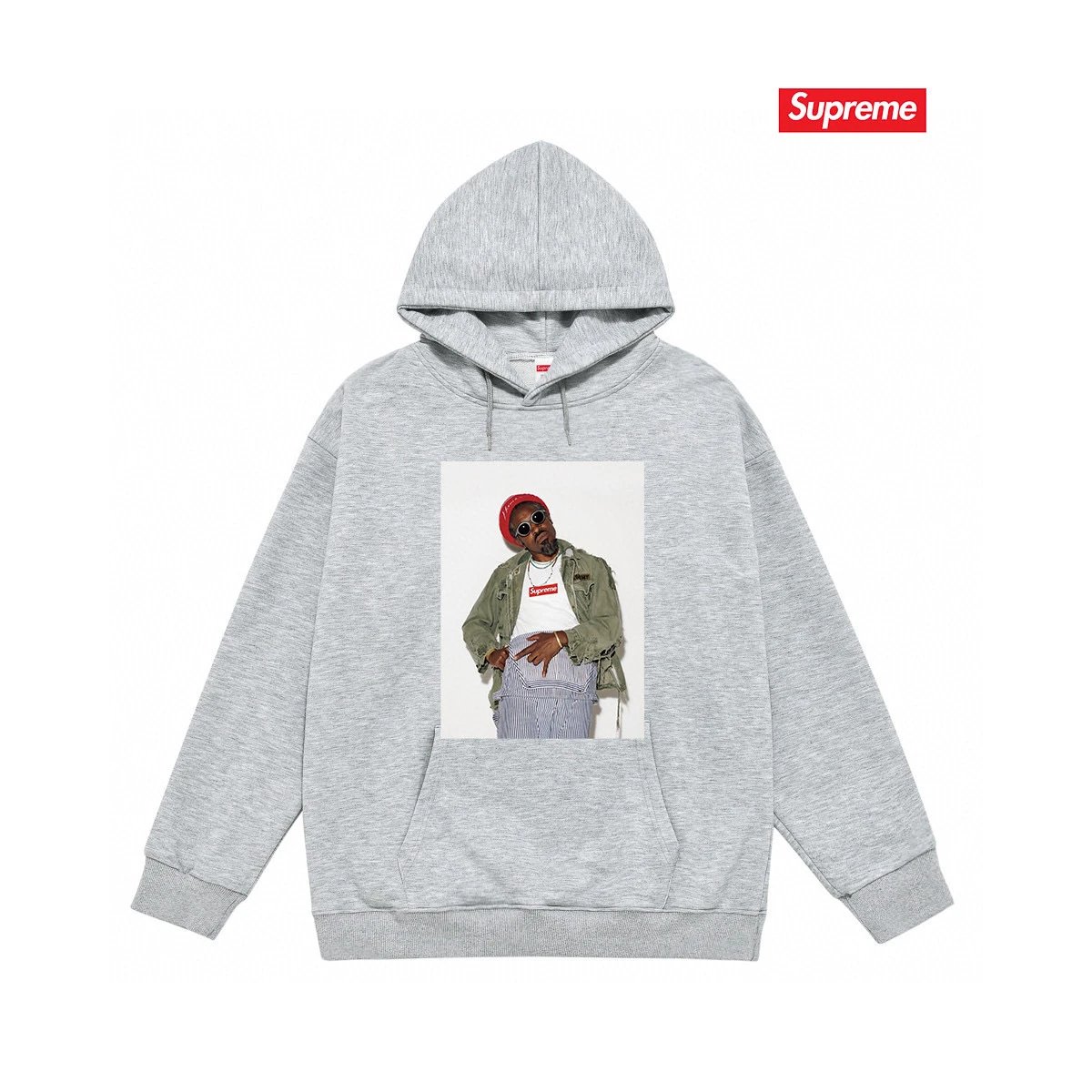 Supreme Hoodies & Sweatshirts Graphic Print Pullover Hoodie — S 2056 gray