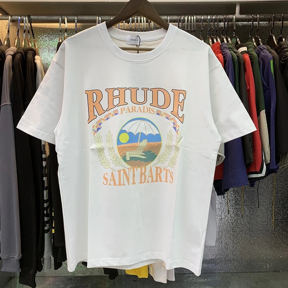 Rhude T-Shirts Cannes graphic print — 5053 white