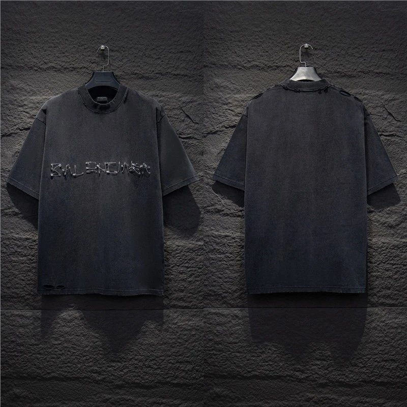 Balenciaga T-Shirts Logo Graphic Oversized Short-Sleeve T-Shirt — 5176 black