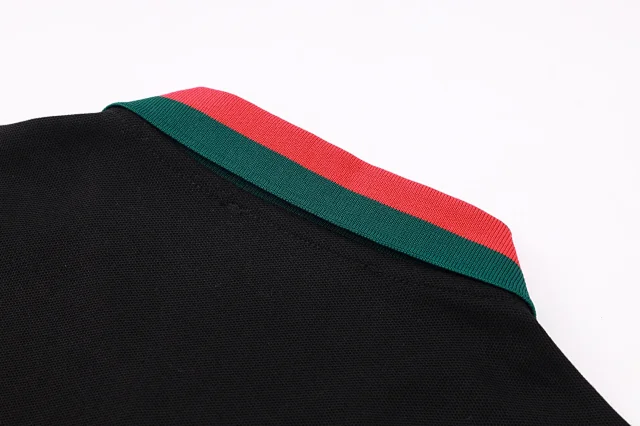 Gucci T-Shirts Short-Sleeve Polo Shirt with Contrast Striped Collar product detail image 3