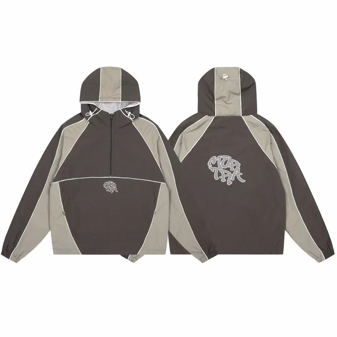 M&T Jackets Hooded zip-up embroidered jacket — ME-992#Gray