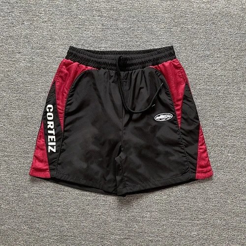 Corteiz Shorts Drawstring athletic — Black-Red 8408#