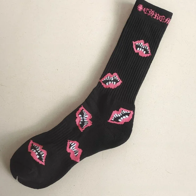 Chrome Hearts Socks Ribbed Crew with Gothic Lettering and Cross Motifs product detail image 8