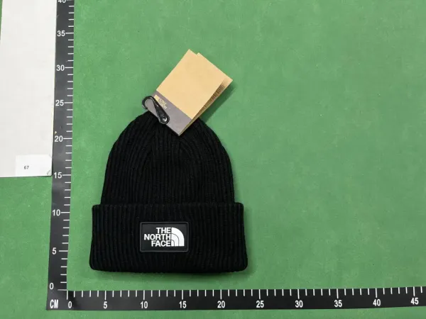 The North Face Logo Beanie Beige Knit Hat - 3