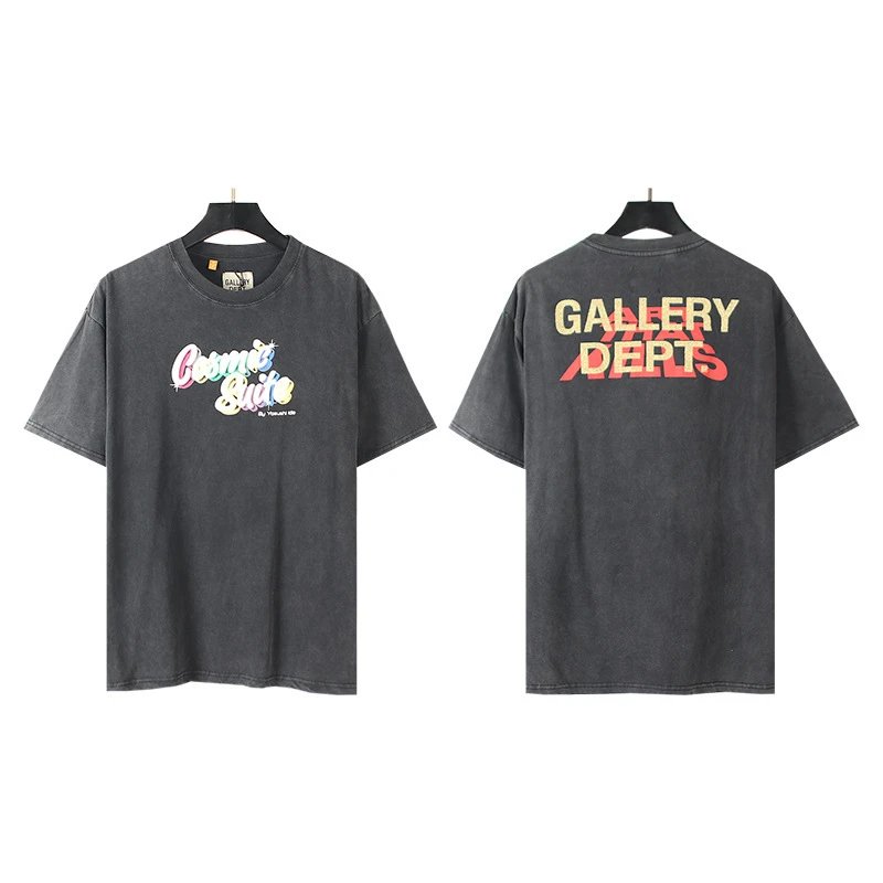 Gallery Dept. T-Shirts Loose Graphic Print — 8016 Washing water black (digital direct injection)