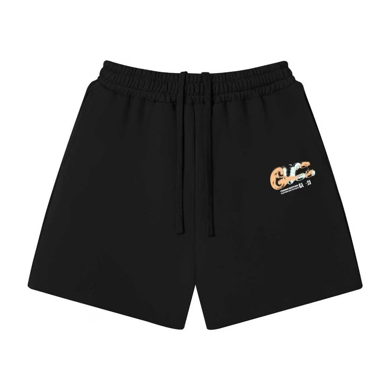 Unbranded Shorts Elastic-waist drawstring with graphic logo print — 35 black