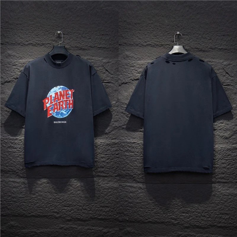 Balenciaga T-Shirts Logo Graphic Oversized Short-Sleeve T-Shirt — 5159 black