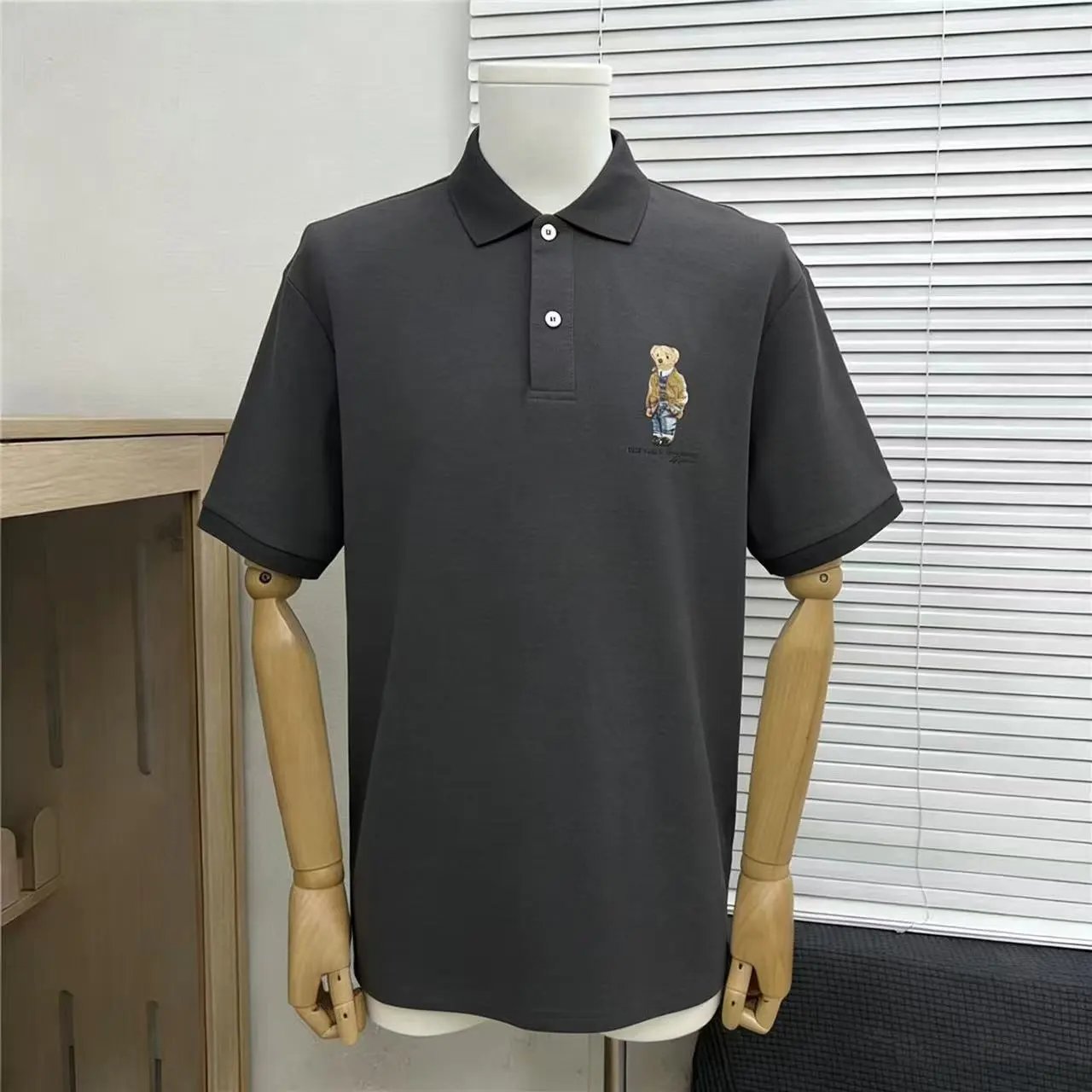 Polo Ralph Lauren Shirts Short-Sleeve Embroidered Pony Shirt — bear dark gray 005
