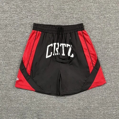 Corteiz Shorts Drawstring athletic — Black-Red 6126#