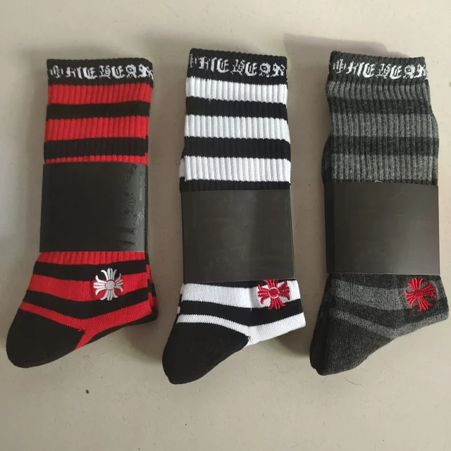 Chrome Hearts Socks Ribbed Crew with Gothic Lettering and Cross Motifs product detail image 3