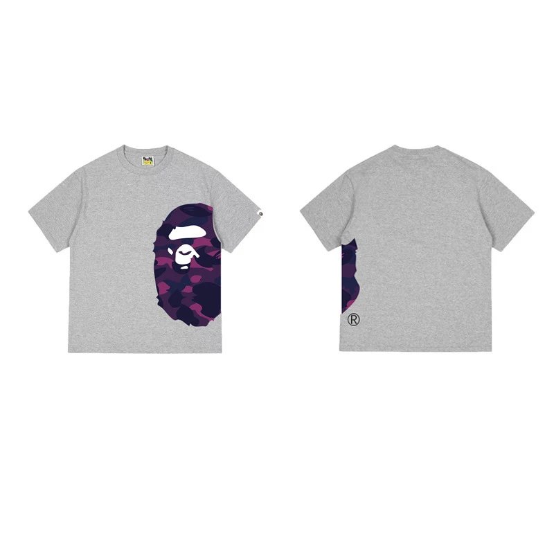 BAPE T-Shirts Side Ape Head Camouflage Print — 1325 gray