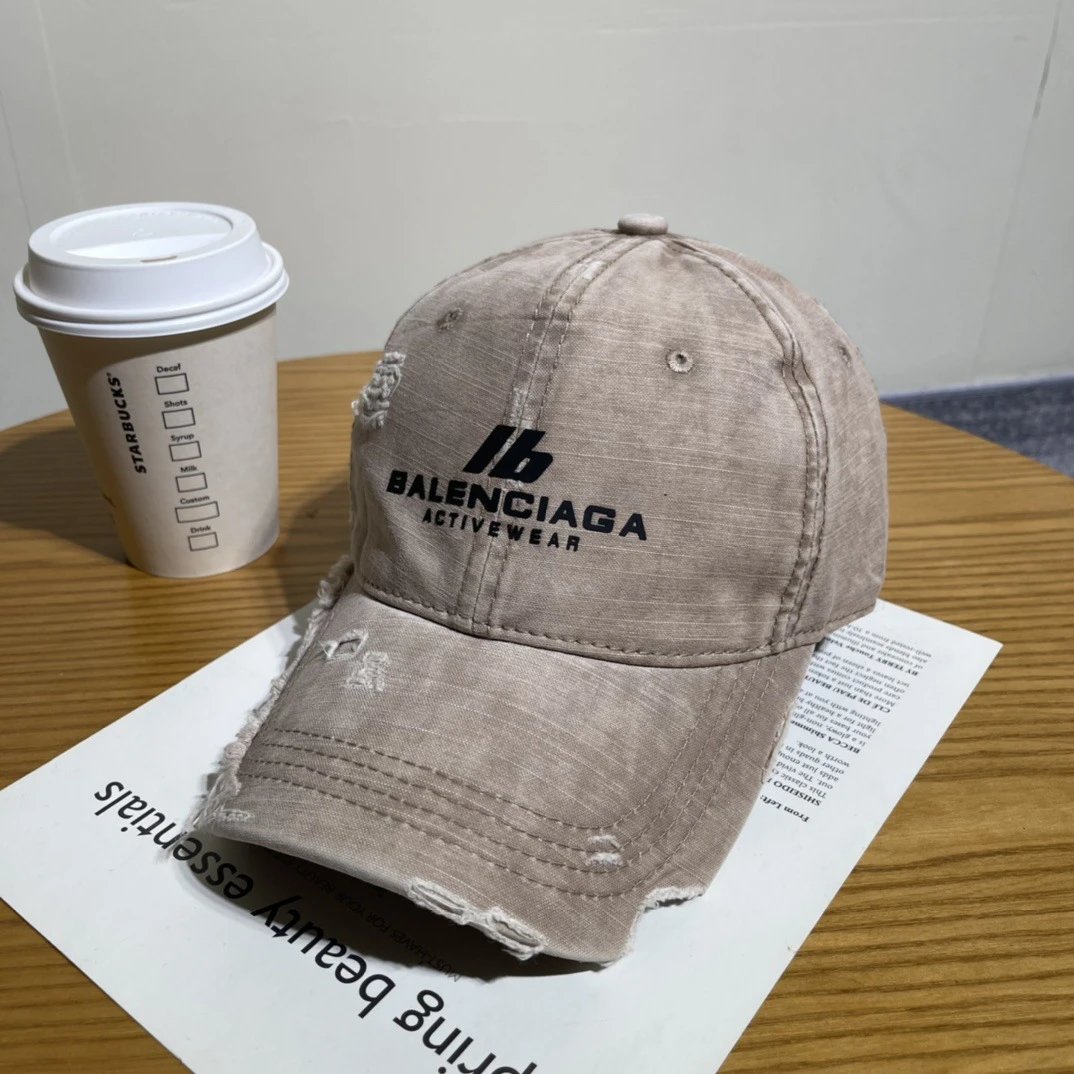 Balenciaga Hats Distressed Embroidered Baseball Cap — 12-1