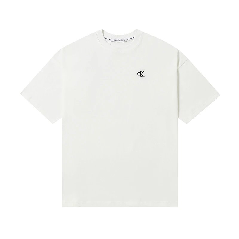 Calvin Klein T-Shirts Logo-print crew-neck short-sleeve — 508 white