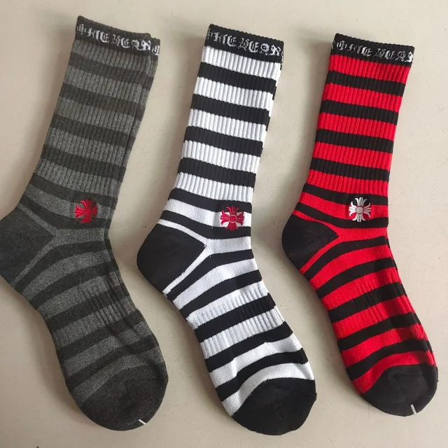 Chrome Hearts Socks Ribbed Crew with Gothic Lettering and Cross Motifs product detail image 5